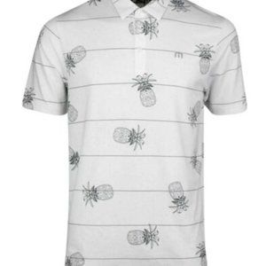 Travis Mathew STACKED DECK PINEAPPLE PRINT Golf Shirt Polo (L, White)